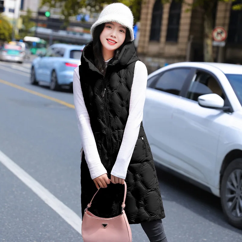 Woman Jacket Vest Down Cotton Vest Women\'s Autumn Winter Loose Sleeveless Jacket Female Padded Long Waistcoat Chaleco Mujer 5XL