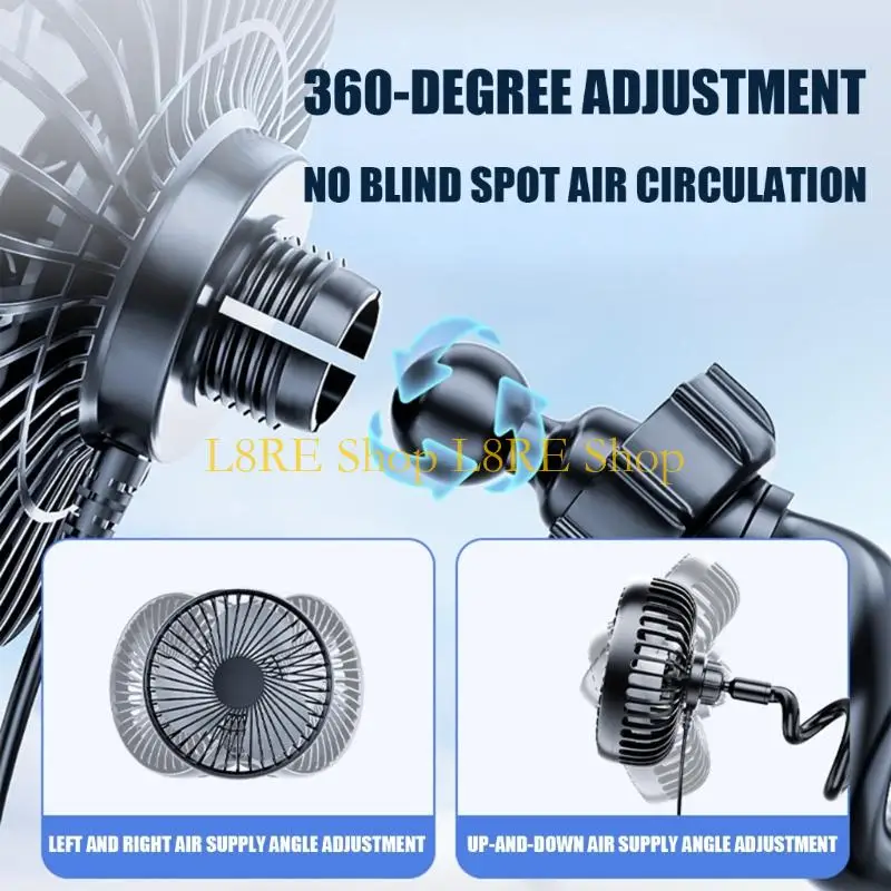 L8RE Small Car Cup Holder Fan Safe Kids Fan Multifunctional Car Accessory Cooling Fan Plastic Texture for Car and Table