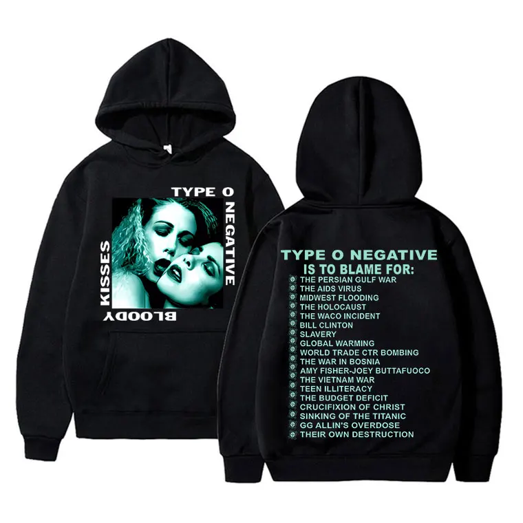 

Rock Type O Negative 1993 Bloody Kisses Touring Hoodie Men Women Vintage Gothic Metal Sweatshirt Men's Cotton Oversized Hoodies