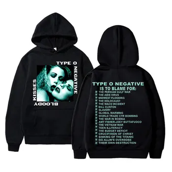 Kaya tipi O negatif 1993 kanlı Kisses Touring Hoodie erkekler kadınlar Vintage gotik Metal kazak erkek pamuk boy Hoodies