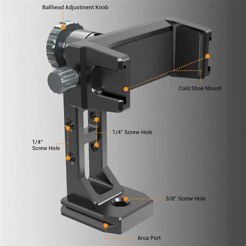 360 Rotatable Metal Smartphone Tripod Mount Clip W Cold Shoe Arca Phone Holder Clamp for Photography LED Microphone Magic Arm