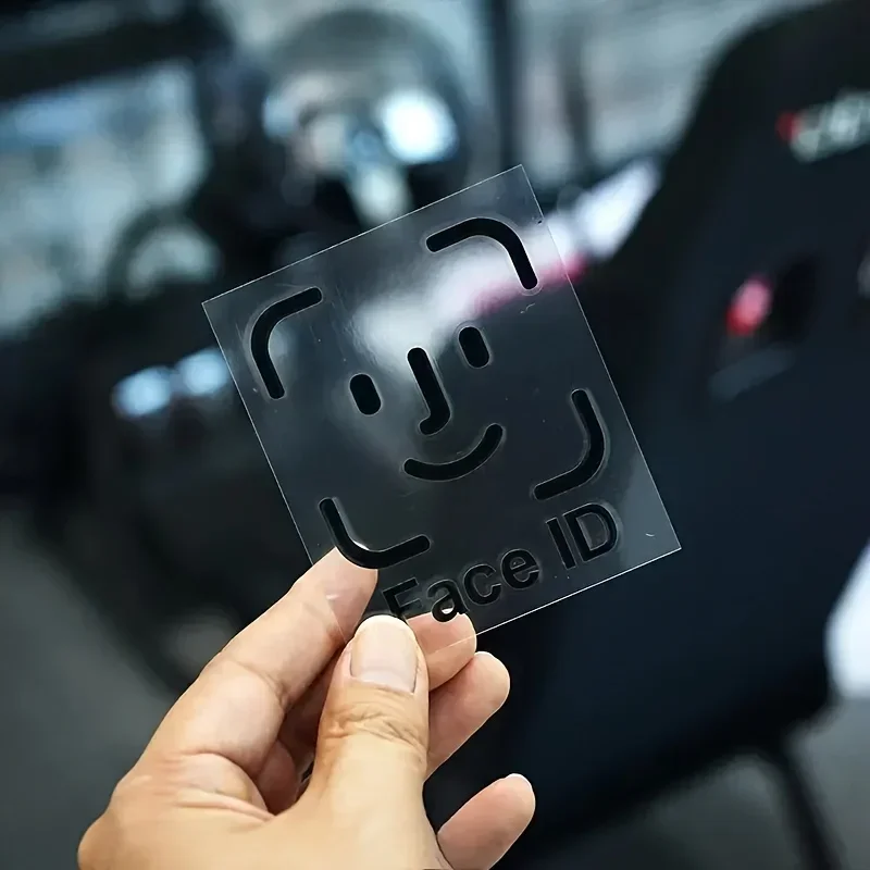 1PC "Face ID Smiley" Car & Motorcycle Sticker, Humorous Tech Design Decal for Auto Moto Styling & Personalization