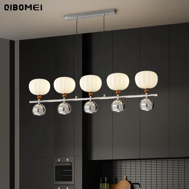 Cream Led Restaurant Chandelier Nordic Long Dining Table Front Desk Bar Chandelier Modern Simple Home Indoor Decor Lighting Lamp