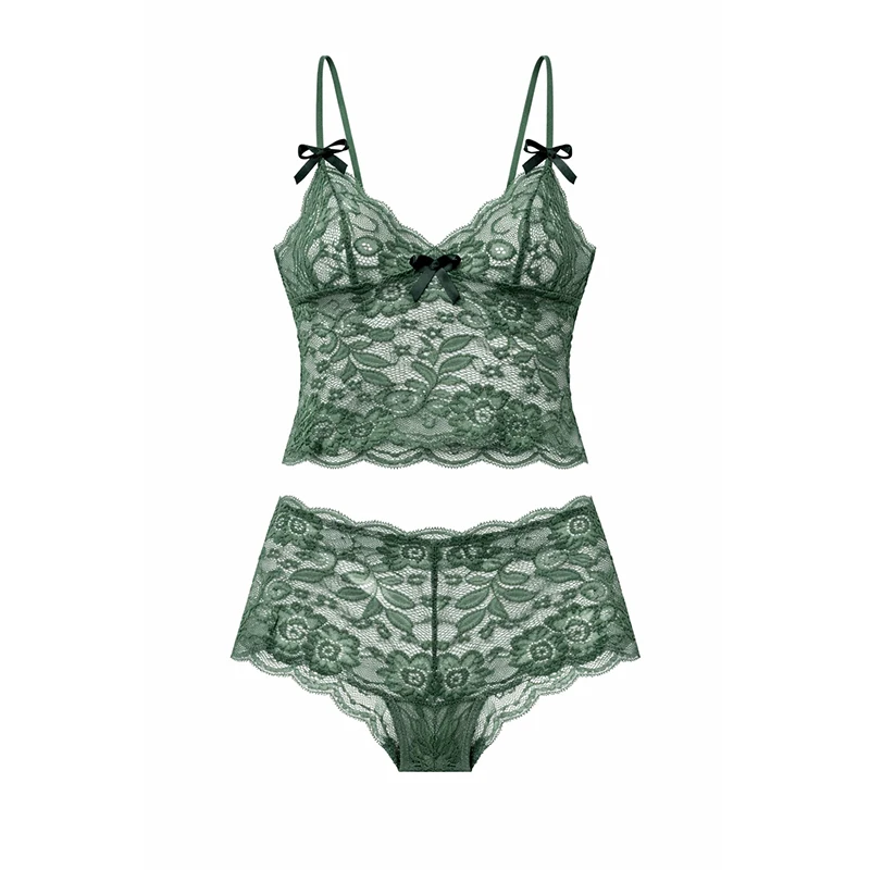 Lencería sexy para mujer, conjunto de sujetador de encaje hueco, ropa interior de color sólido con escote profundo, tirantes transparentes, lencería íntima para damas.