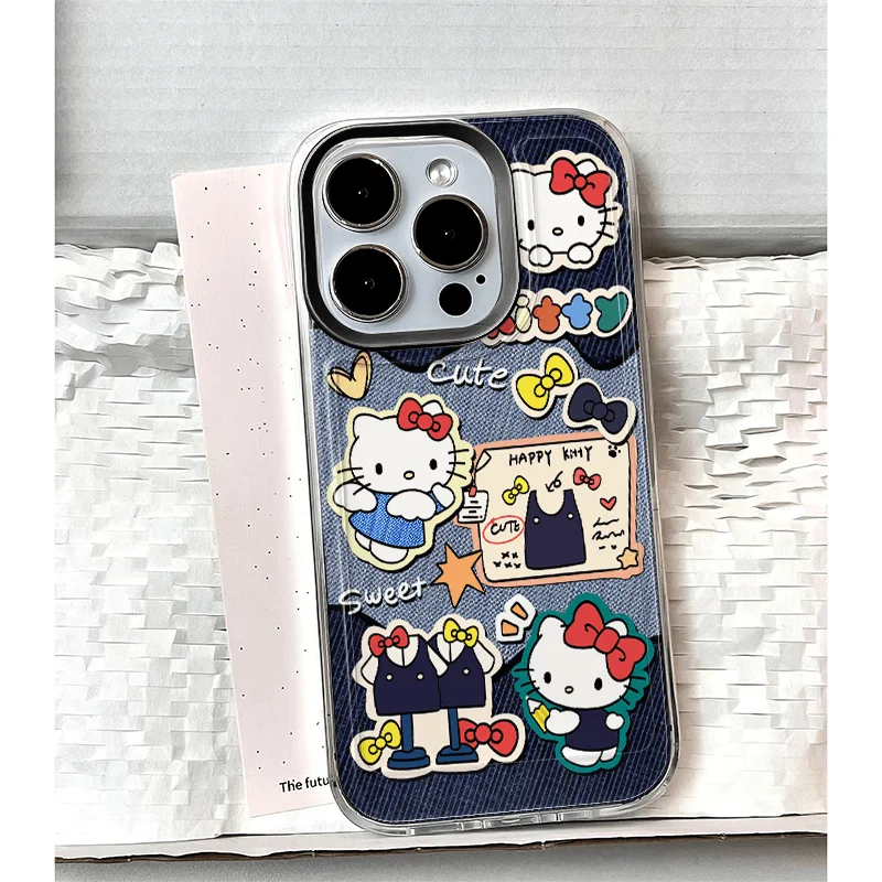 Sanrio Hello Kitty Clothing Design KT Phone Case For iPhone 15 14 13 12 11Pro Max 78Plus XR XS MAX Y2K Soft Cute Girl Back Cover