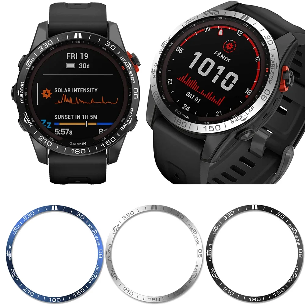 حلقة إطار لاصقة لملحقات الغطاء الواقي من الفولاذ المقاوم للصدأ Garmin Fenix 7/7S/7X Pro
