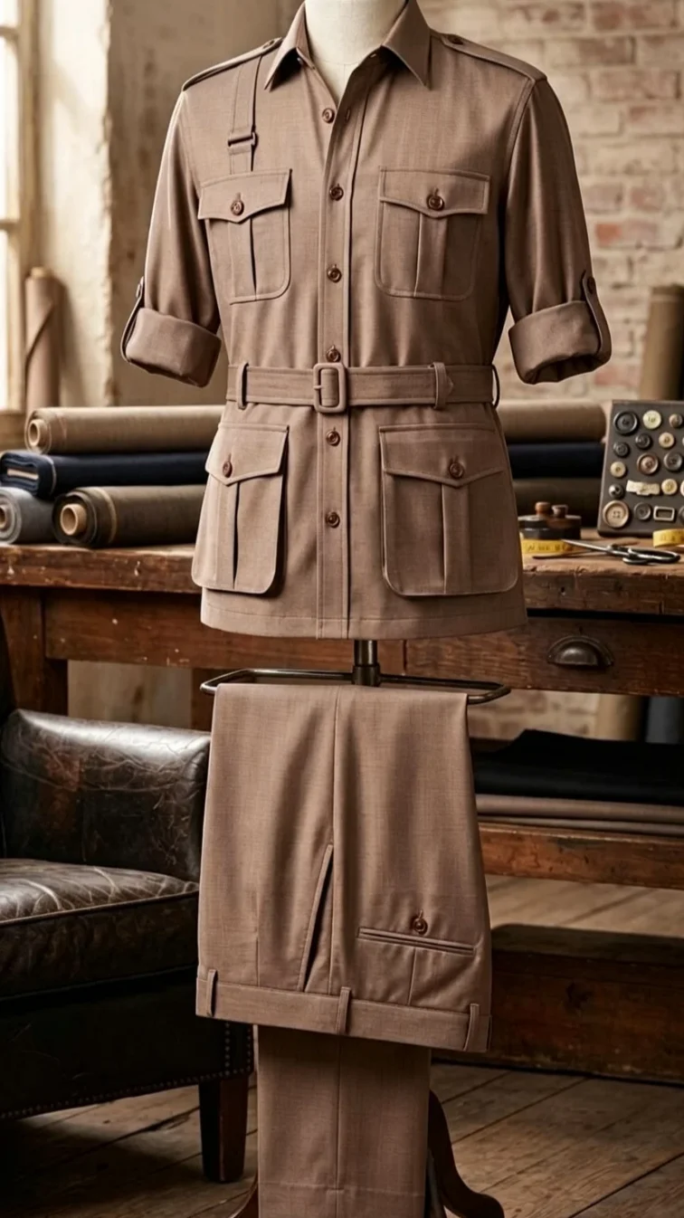ชุดซาฟารีผู้ชายสีกากี 2 ชิ้น เ - Safari Outdoor Hunting Jackets บทวิจารณ์และราคา