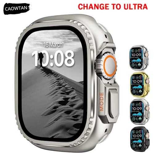 Caja de Metal para Apple Watch10 42 46mm 45 44mm cubierta de marco Protector de parachoques para iWatch Series 9 8 7 6 5 4 SE cambio a Ultra2 49mm