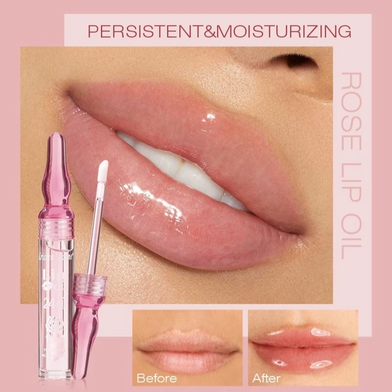 Color Changing Rose Petal Lip Gloss Hydrating Moisturizing Nourish Lips Create Plump Juicy Lip Glow