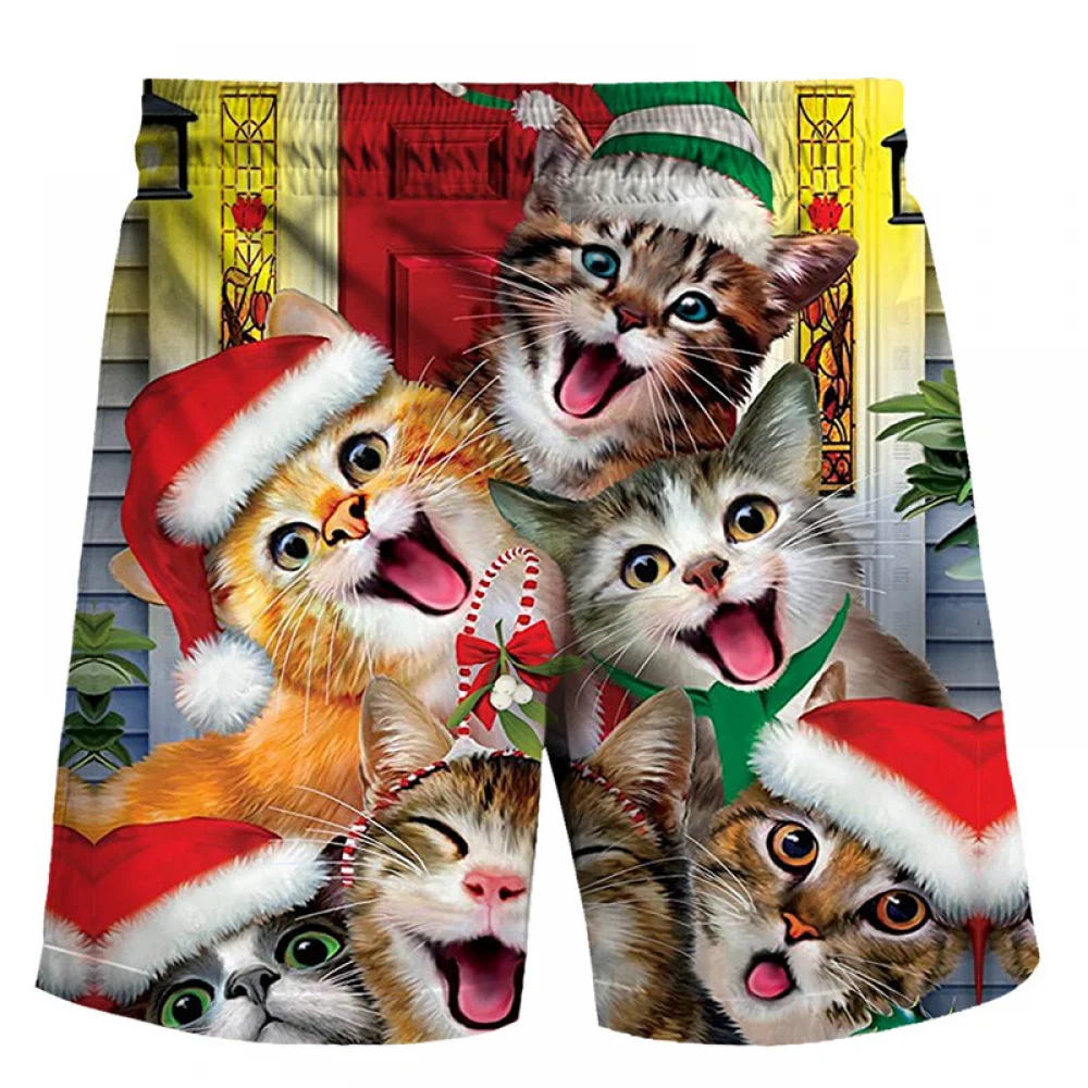 

Anime Cat Dog Snowman Printed Mens Quick Dry Swim Trunks Mesh Lining Summer Surf Long Beach Pants Board Shorts Bathing Suits