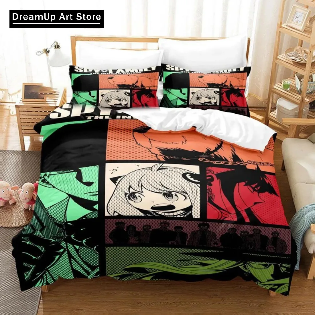 Anime Spy X Family Anya Bedding Set Duvet Cover Bed Set Quilt Cover Twin Single Queen King Size Boys Adult Home Textile Decor