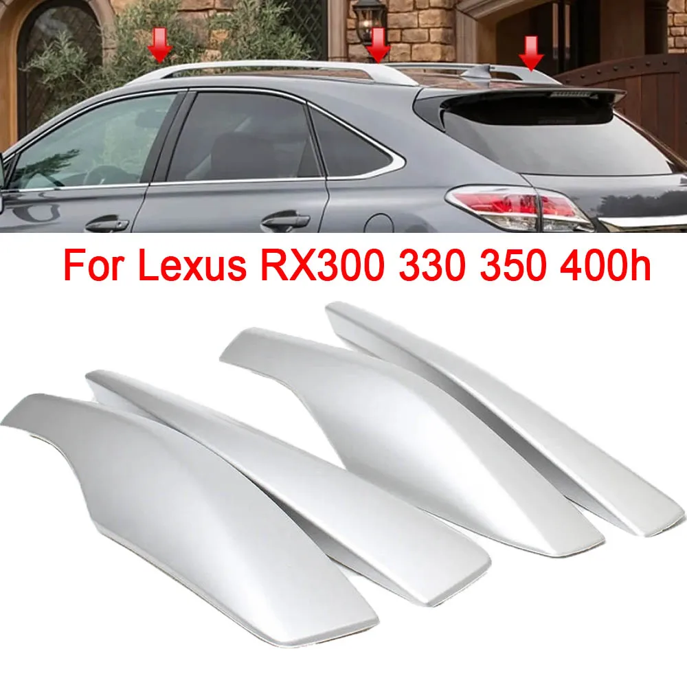 

4PCS Luggage Roof Rack Rail Retrofit End Cover Protective Silver For Lexus RX300 330 350 400h 2003 2004 2005 2006 2007 2008