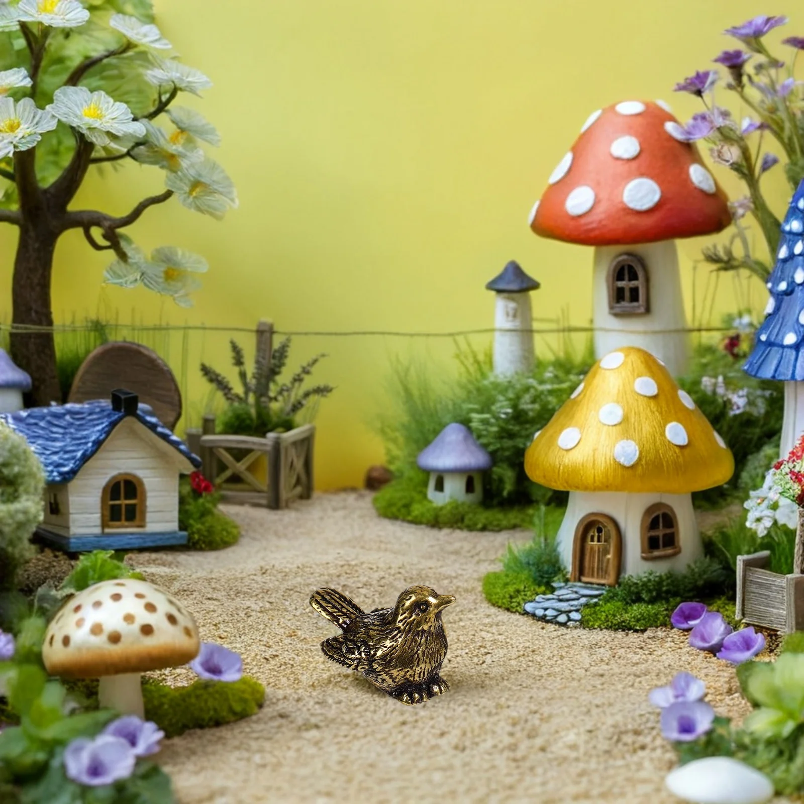 

6Pcs Retro Brass Sparrow Statues Vintage Bird Art Sculpture Set for Living Room Desk Cabinet Decor Small Animal Metal Ornament