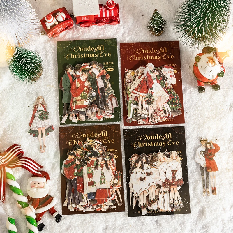 

8 упаковок/лот, замечательная серия в канун Рождества, милая ретро декоративная наклейка из белой крафт-бумаги