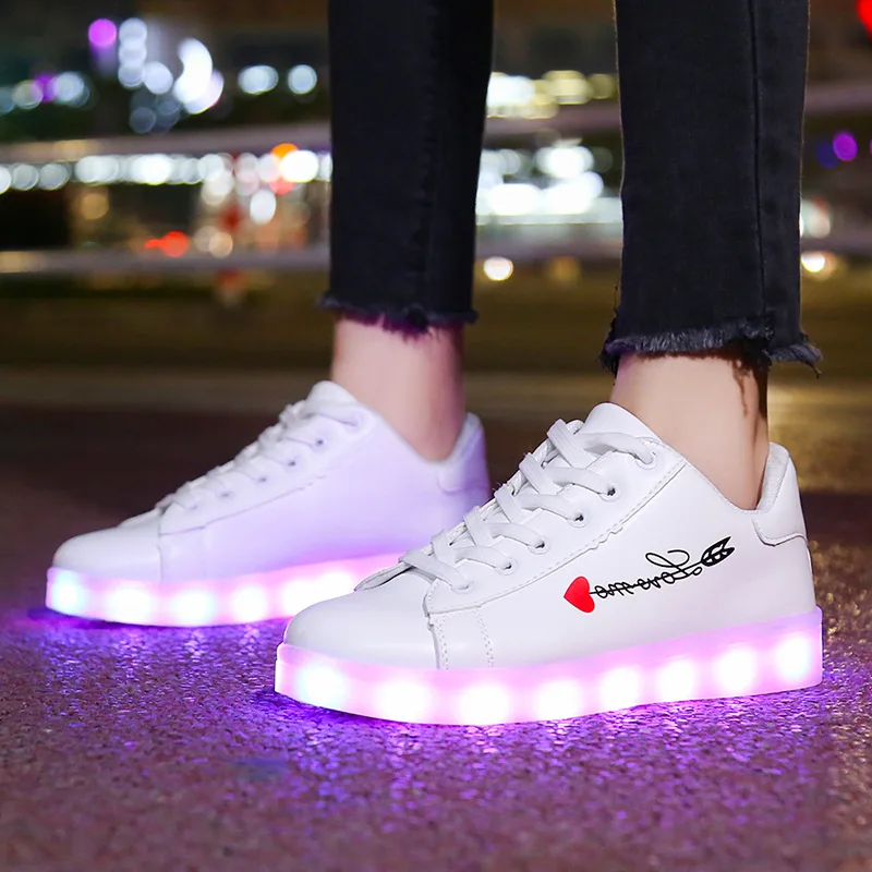 New LED Luminous Shoes Glow-In-The-Dark Ghost Walking Shoes Adult USB Charging Shoes with Light Man\'s Casual Sports Shoes