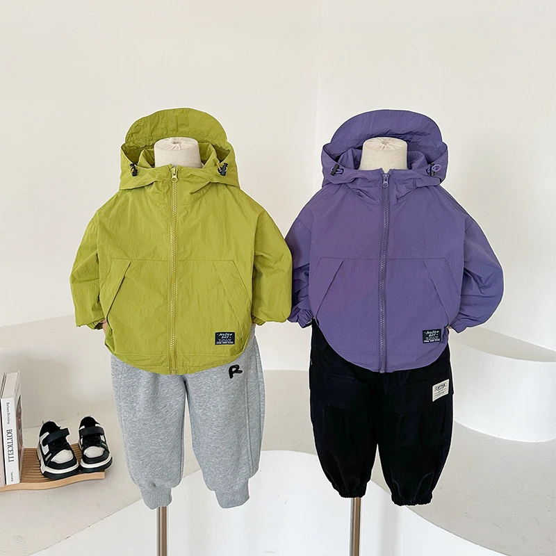 Boys Jacket Coats 2024 Early Spring New Children Wear Children South Korea Hooded Storm Jacket Spring and Autumn Coat