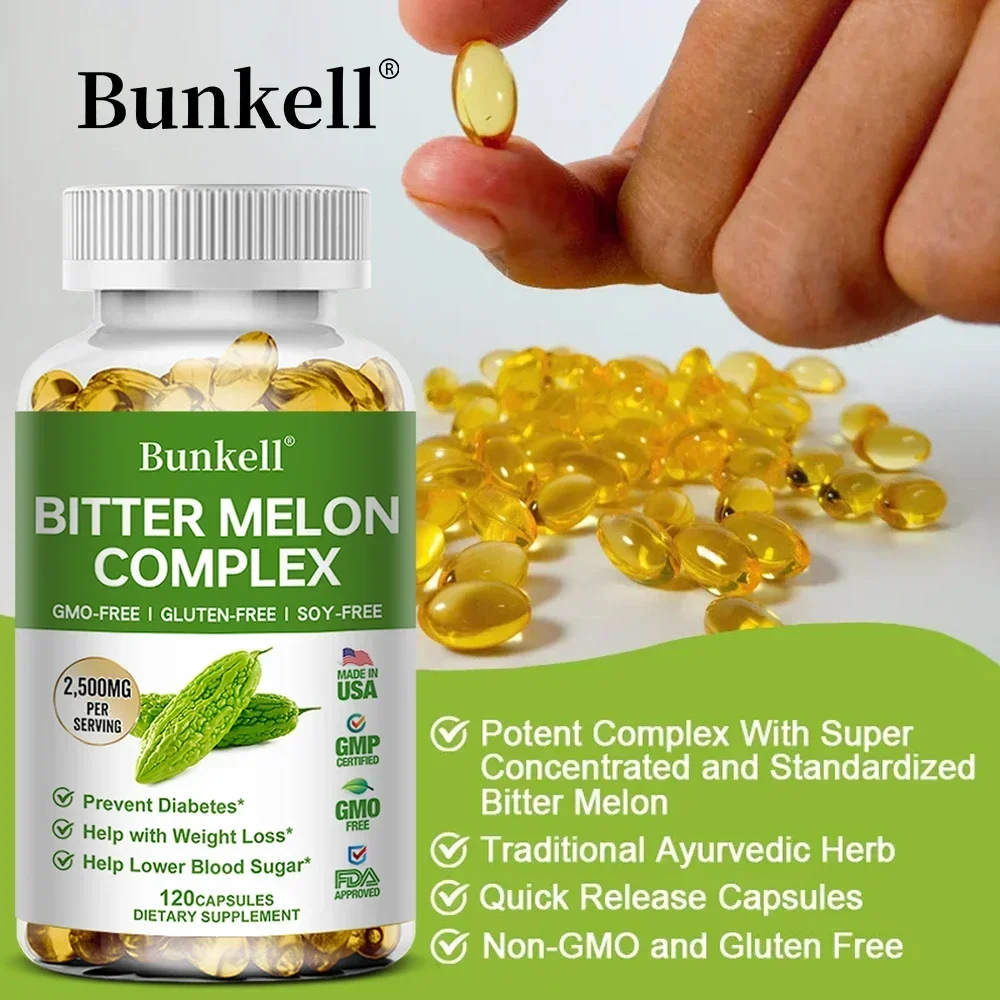 Bitter Melon Capsules Stabilizes Blood Sugar Supports Diabetes Hypertension & Cardiovascular Health Digestion Glucose Metabolism