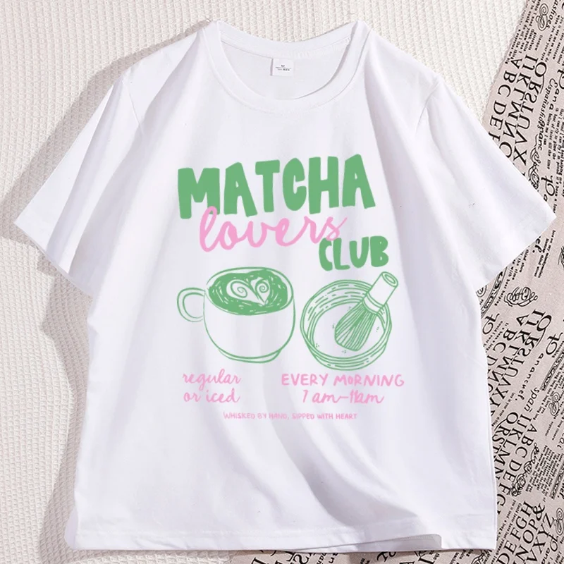 

Matcha Lovers Club Tee Oversized T Shirt Cafe Aesthetic Graphic Tee Funny Tea T-Shirt for Men Women Streetwear