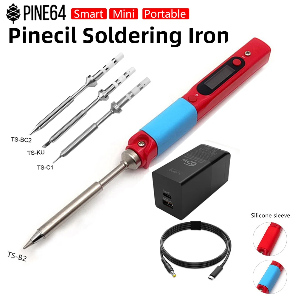 

Pine64 Portable Mini Smart Electric Soldering Iron With DC5525 65W GaN Fast PD Charger Pinecil-BB2 BC2 KU C1 I C4 D24 K Tips