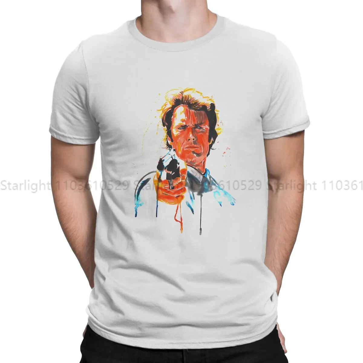 Dirty Harry TShirt for Men Eastwood -Dirty Harry, Feeling Lucky Round Collar Polyester T Shirt Hip Hop Birthday Gifts Streetwear