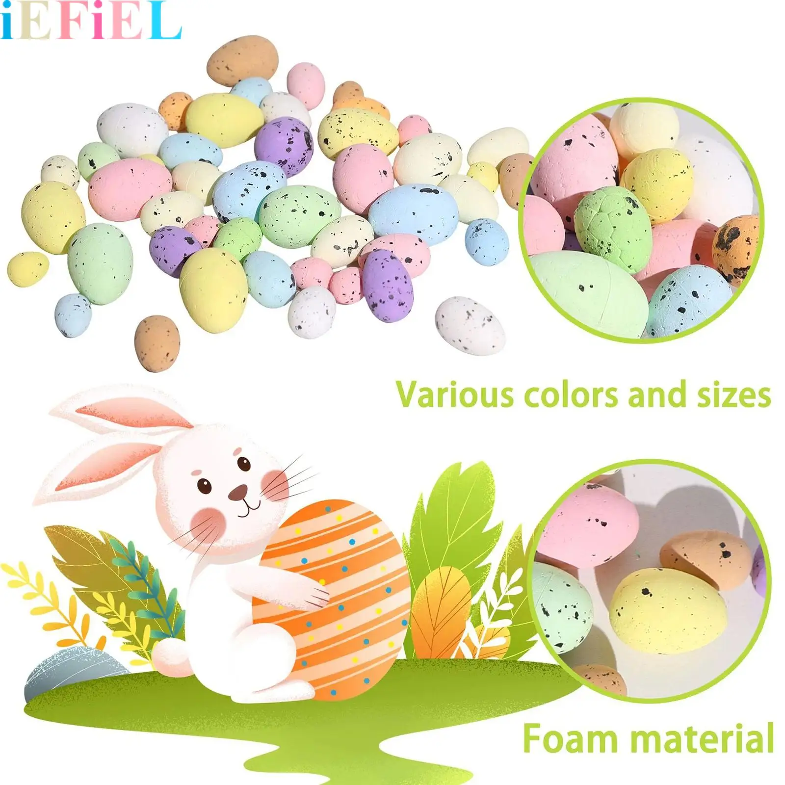 

100 Pieces Easter Eggs Decorative Foam Colorful Easter Eggs Ornaments for Home Garden Decor