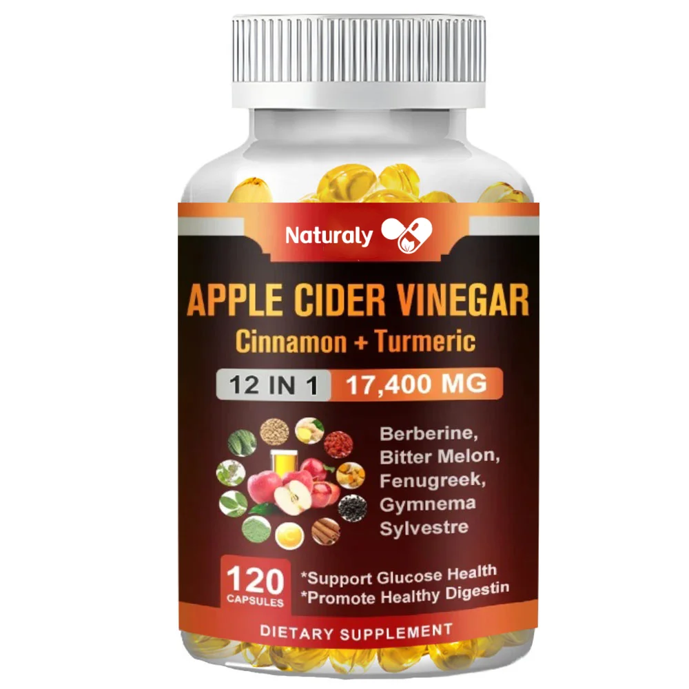 Apple Cider Vinegar Capsules 17,400mg with Cinnamon, Turmeric -Best Supplement for Digestive, Circulatory, Immunity Support