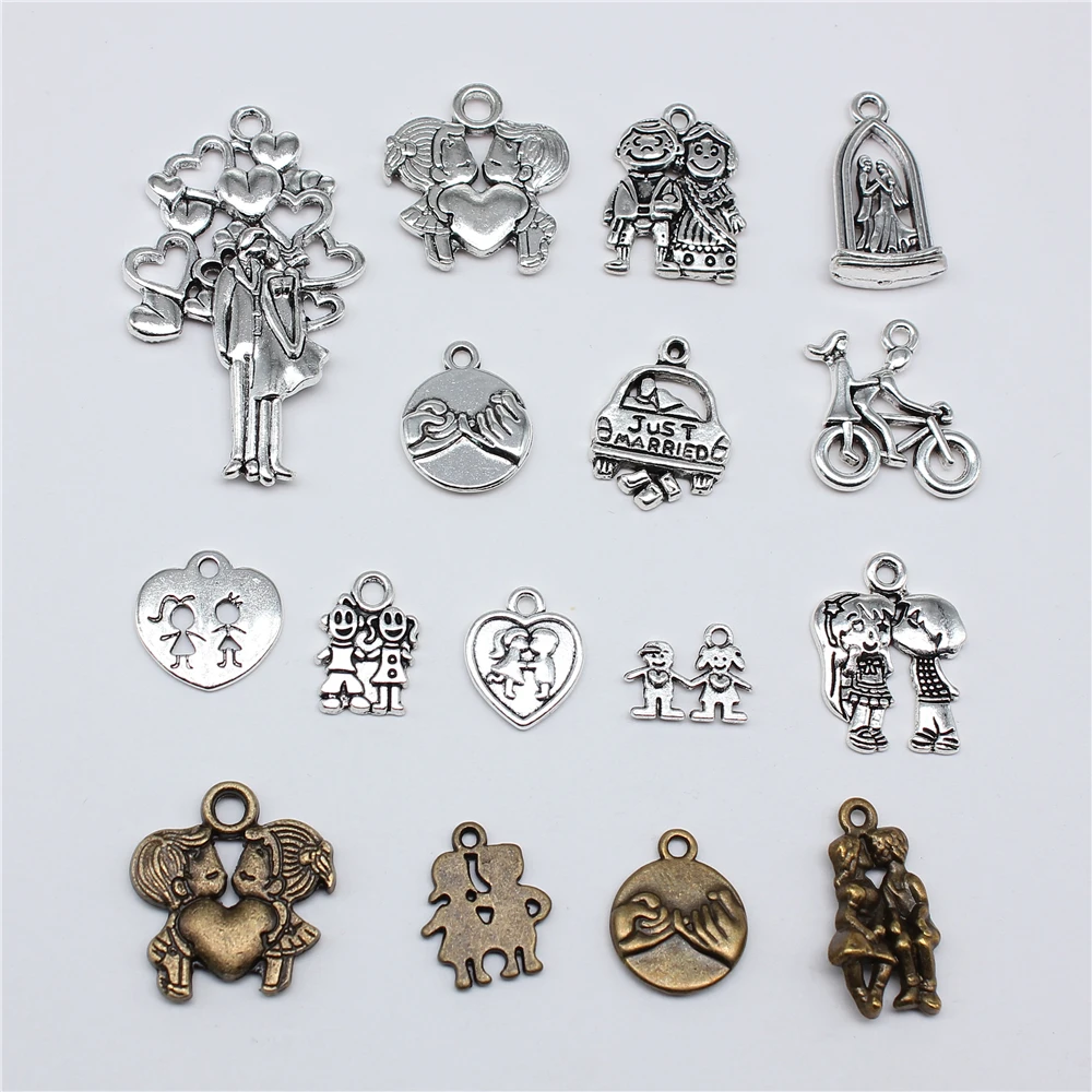 10pcs Lover Couples Charms Pendant For Jewelry Making Boy Girl Charms Kissing Charms Pendant DIY Handmade Craft