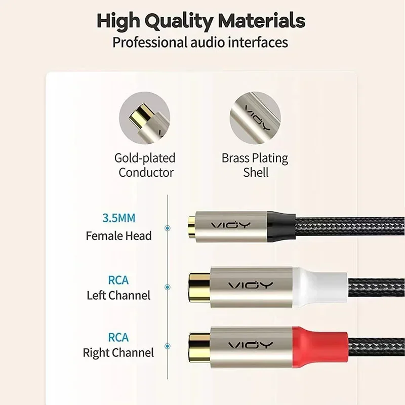 3.5 to 2RCA Extension Cable 3.5mm TRRS Jack Female To 2RCA Female Stereo Cable RCA Adapter for Smartphone Amp Speaker DVD Etc