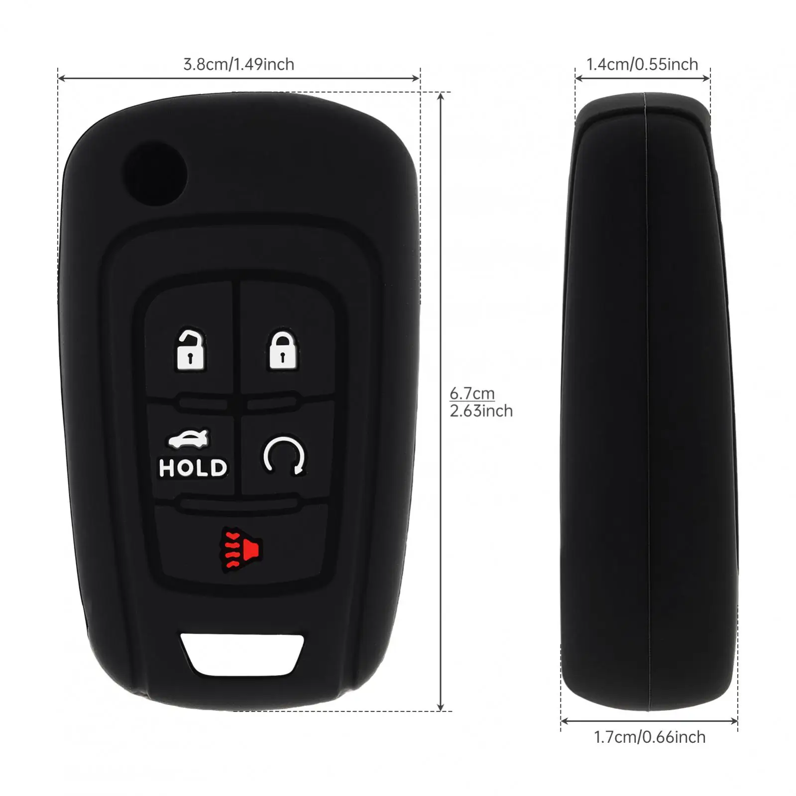 5버튼 자동차 리모컨 키 케이스 쉘 쉐보레 뷰익 GMC 2010-2017용 실리콘 플립 폴딩 키 케이스 커버 보호기