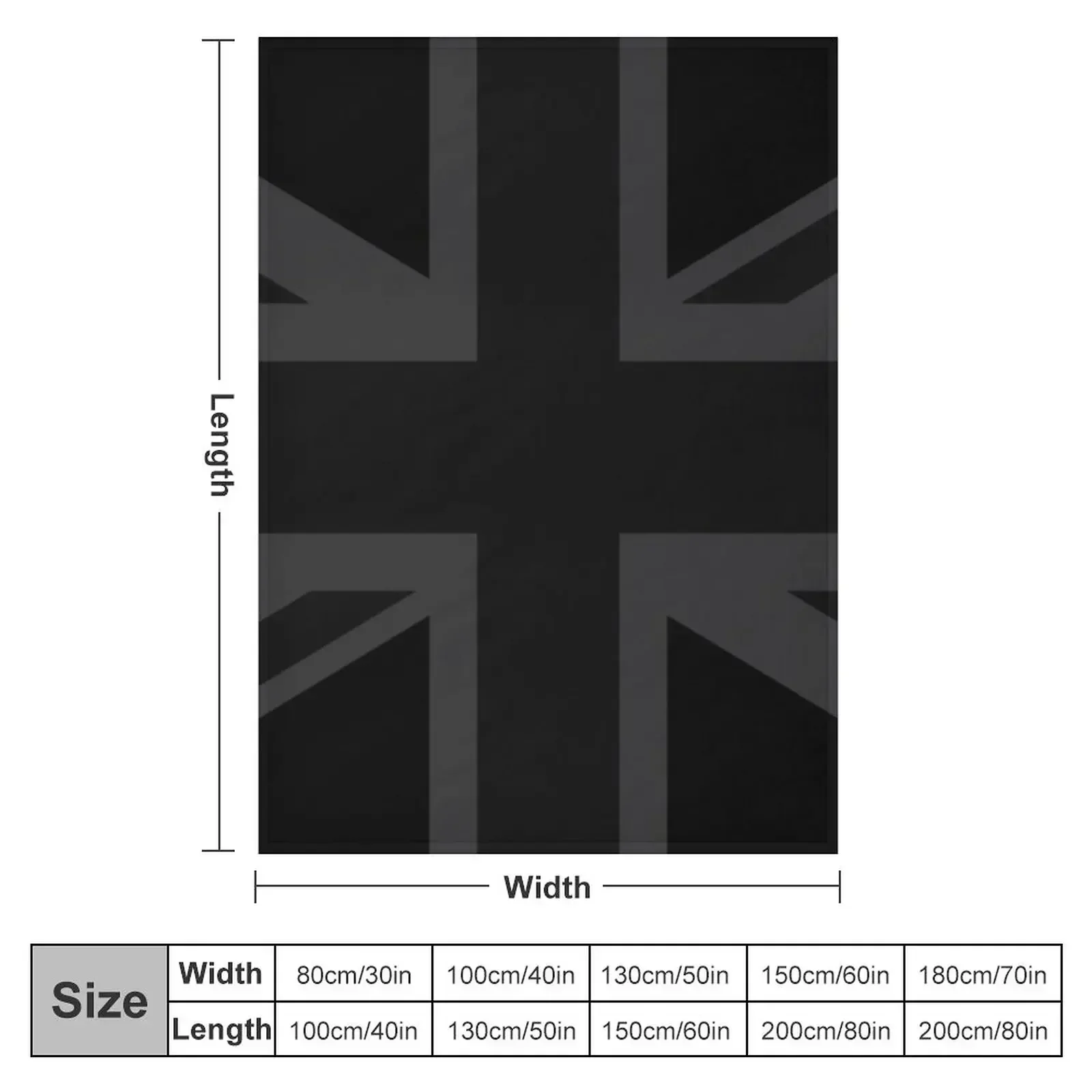 United Kingdom Flag Blackout/Stealth Throw Blanket couch cozy soft plush fuzzy picnic outdoor blanket