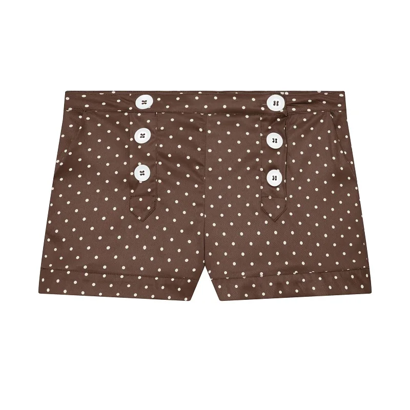 Damen Polka Dot Kurze Hosen Sets Zweiteiliges Sommer-Outfit mit Mittelhohem Bund Damen-Anzug Sommer Crop Top Urlaubsoutfit für Frauen – Detail 5