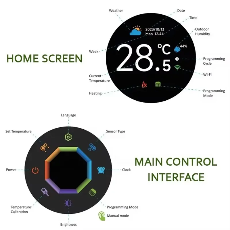 واي فاي غلاية المياه غرفة الطابق التدفئة مقبض التحكم في درجة الحرارة مع ميزة التحكم في تطبيق الموقت