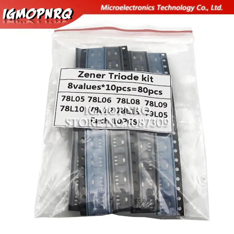 SOT-89 SMD transistor Assorted KIT Total 8kinds X10PCS=80PCS contains 78L05 78L06 78L08 78L09 78L10 78L12 78L15 79L05