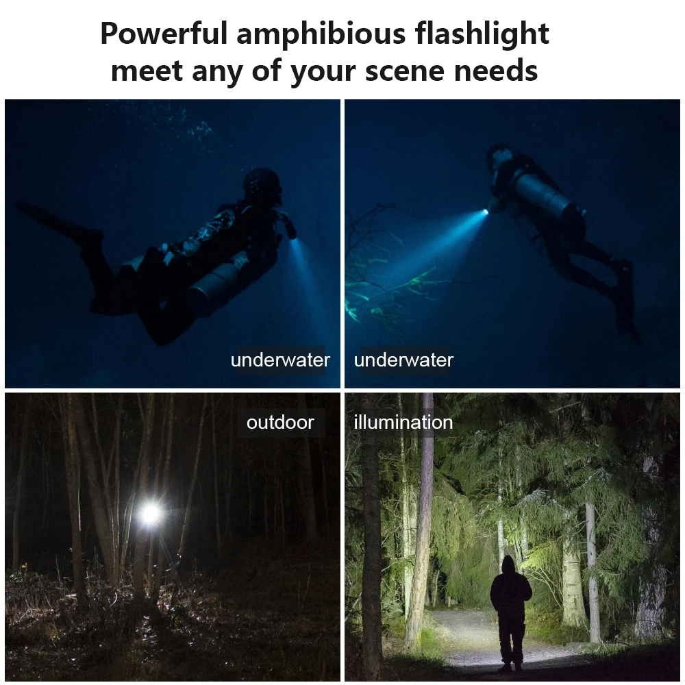 Portable Flashlight 1000LM Flash Light Speedlight 100M Waterproof Underwater Strobe Speedlight Photography Accessories