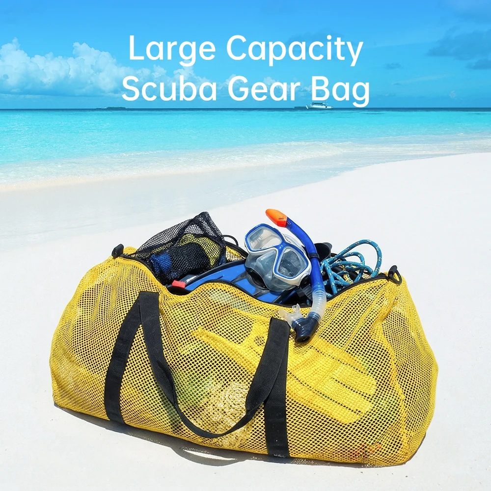 

Large Capacity Mesh Diving Bag Storage Case Duffel Bag Swimming Gym Bag Foldable Nylon Surfing Snorkeling Bag Travel Beach