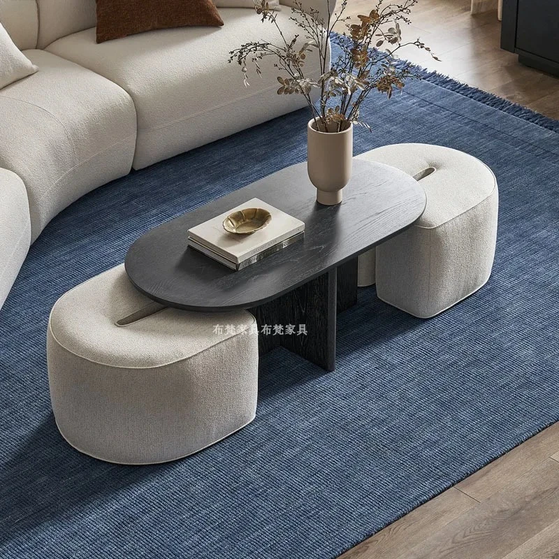 solid wood coffee table Nordic log style homestay coffee table Simple creative tea table Sofa stool