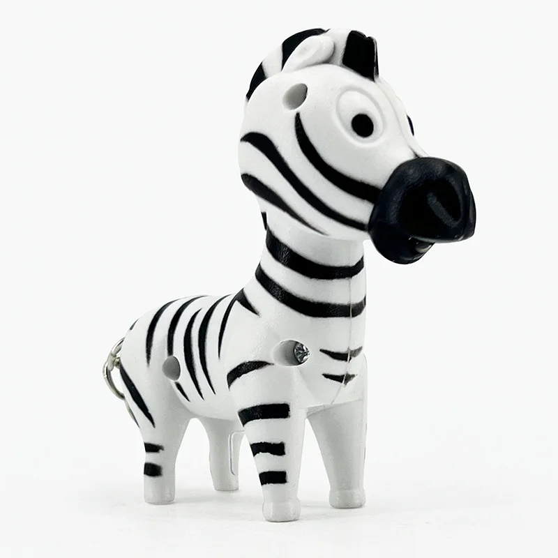 

Cute Simulation Zebra Glowing Toys Keychain Pendant Creative LED Lights Sound / Glowing Torch Cartoon Animal Funny Fidget Toy