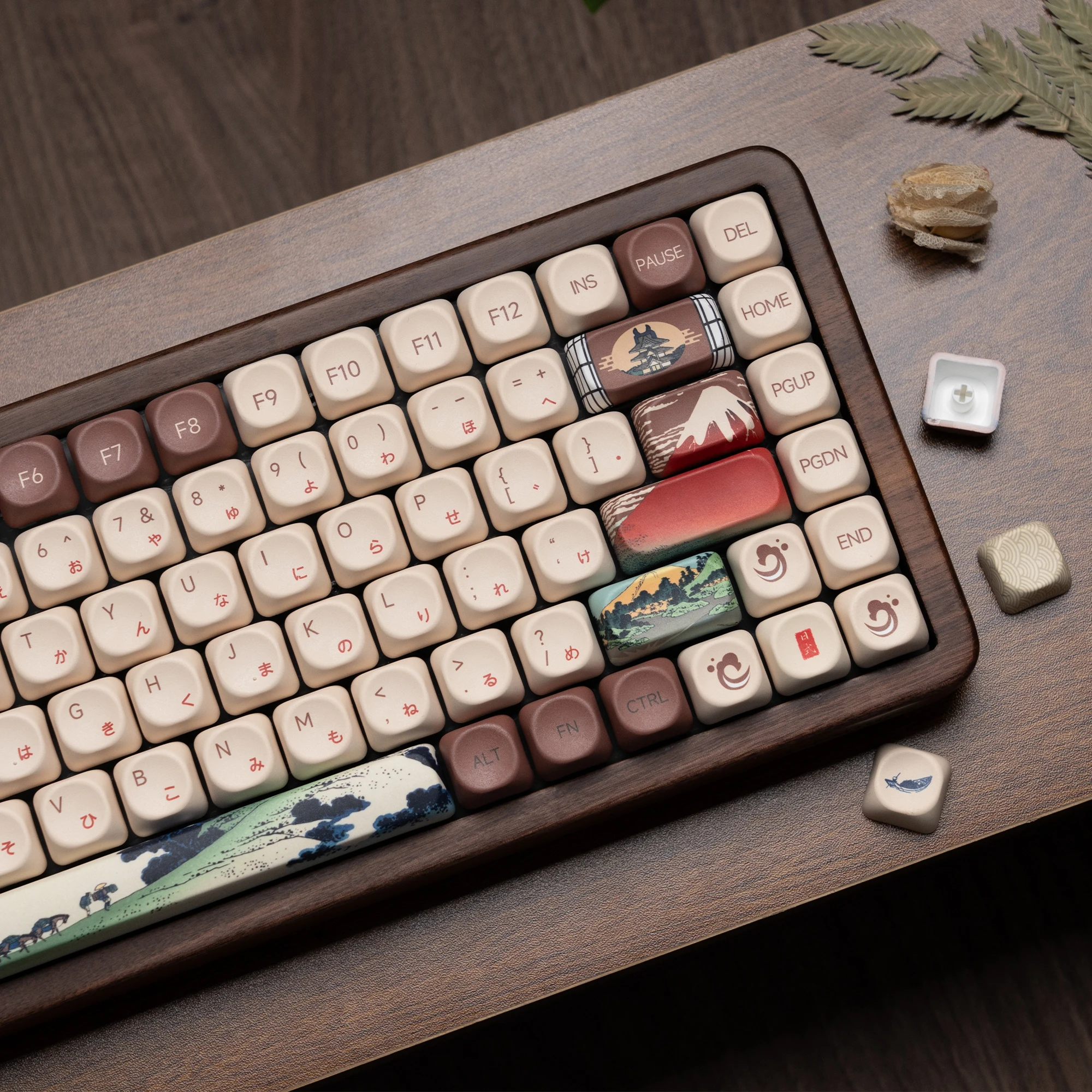 مجموعة أغطية مفاتيح Womier 132 Keys MOA Profile UKIYOE Dye-Sublimation PBT لمفاتيح Cherry Gateron MX لوحة مفاتيح الألعاب الميكانيكية #1