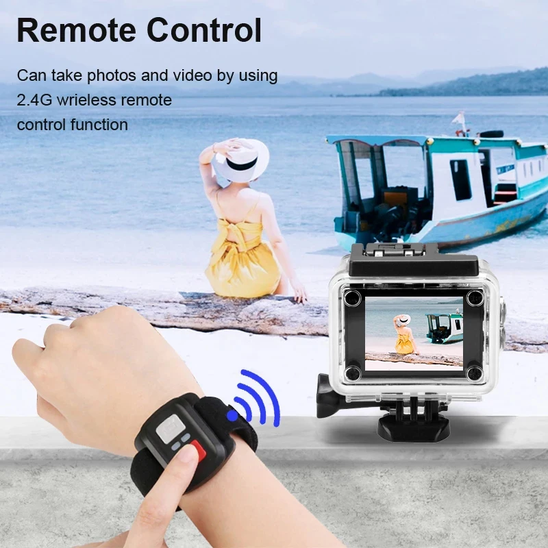 2024 HD Action Mini Camera 4K 1080P 30FPS 2.0 inch Screen WiFi Remote Control Waterproof DV Helmet Go Sport Camera Pro