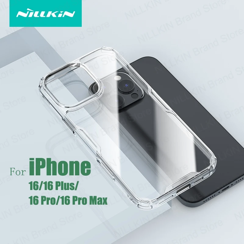 

Чехол Nillkin для iPhone 16 Pro Max Nature Pro, прозрачный, мягкий, защитная задняя крышка из ТПУ в рамке для iPhone 16 Pro/16 Plus