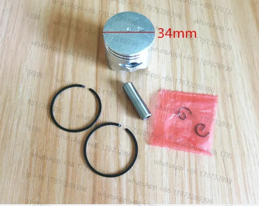 Kit de pistão G26L 34mm Zenoah G26 BC260 CG260 BC2610 2600 HUS. Anel de pistão, pino, clipe e rolamento para roçadeira 226R 226RJ
