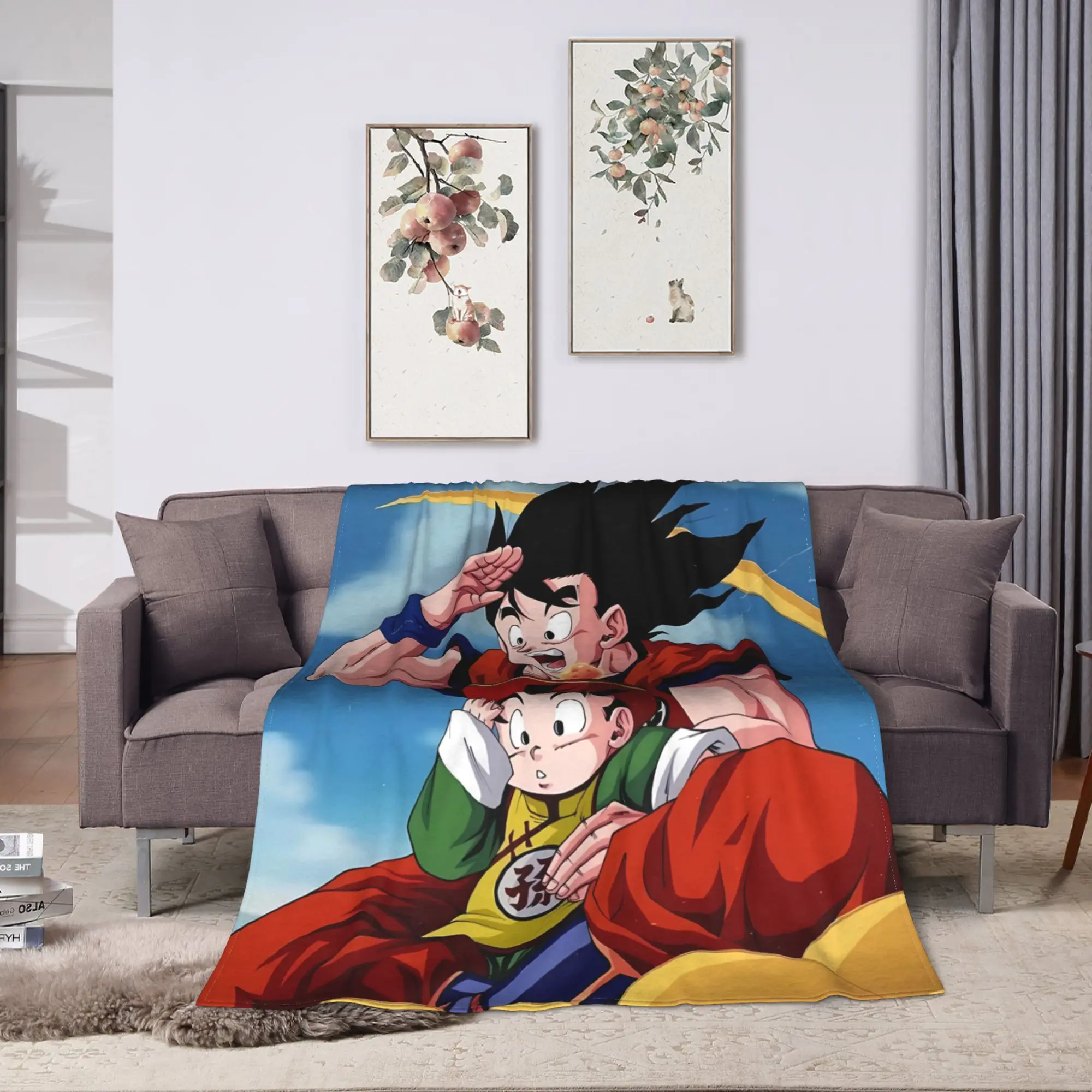 Family Group Goku D-Dragon B-Ball Warm Blankets  Kids Plush Bedding Throws Graphic Couch Bed Flannel Bedspread Sofa Bed Cover