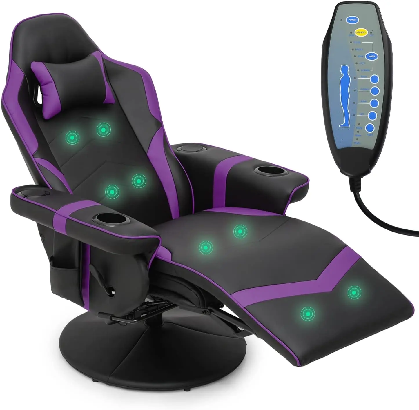 Magshion Massage Gaming Recliner Chair Ergonomic Computer Chair For Adults Teens, Pu Leather Seat Adjustable Reclining Game