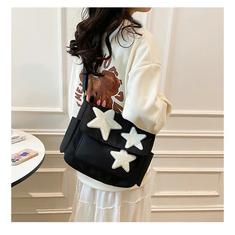 Japanese Style Niche Design 2025 New Model Crossbody Bag Female Five-pointed Star Class Leisure Shoulder Bag Postman's Bag