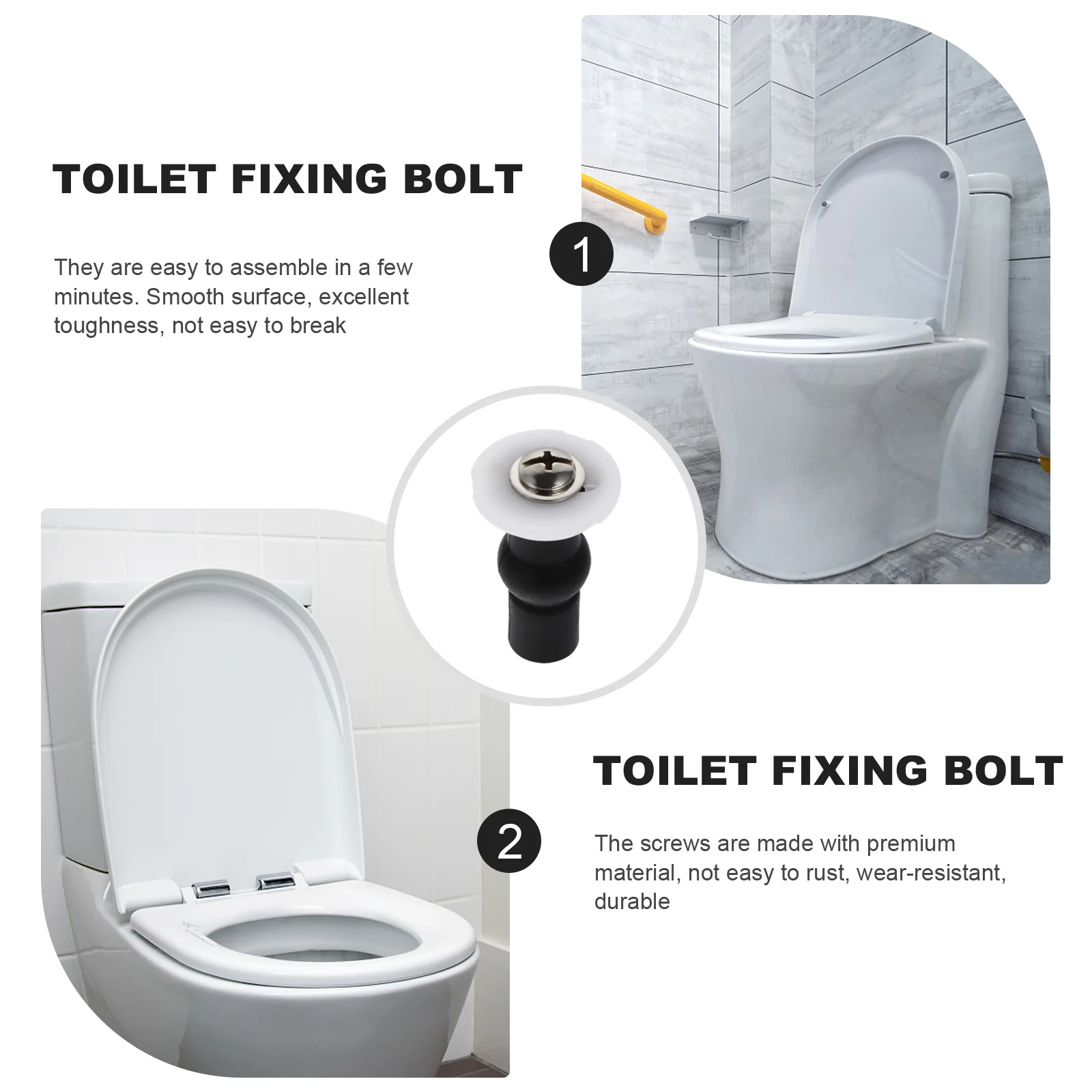 

6pcs Toilet Seat Screw Fixing Accessories Smooth Surface Durable Brass Material Bathroom Facilities Toilet Lid Bolts Seat Hinge