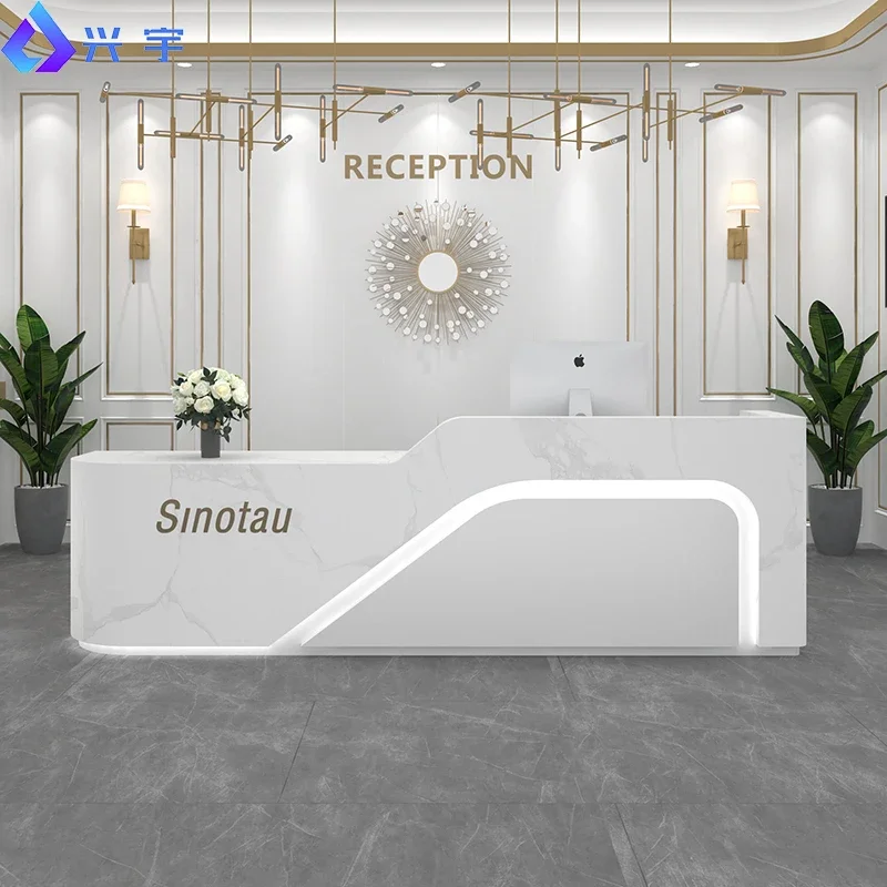 Reception Desk Luxury Plexiglass Furniture Salon Bar White Church Pulpit Moveable Hairdressing Counter Party Bureau Restaurant