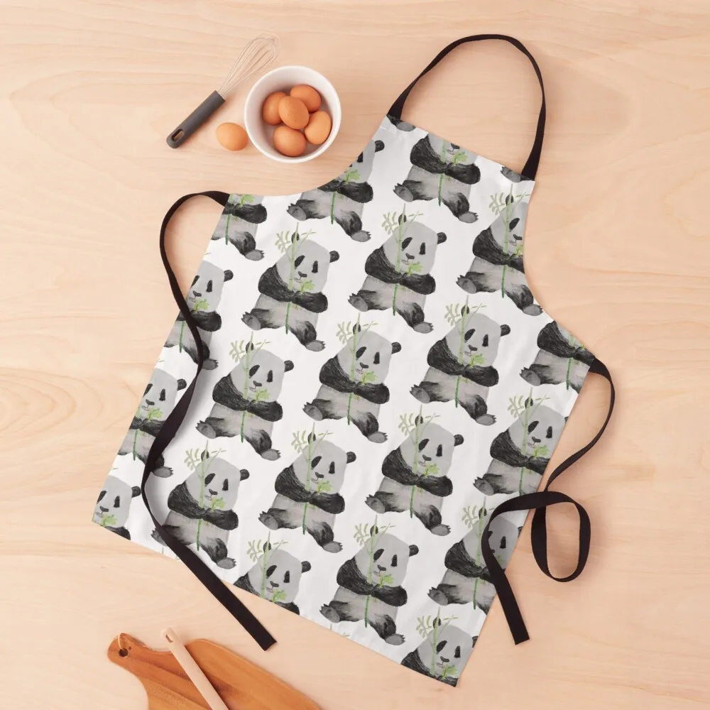

Adorable Hand-Painted Panda Art Apron Kitchen accessories Professional Barber Kitchen Novel Kitchen Accessories Camping Apron