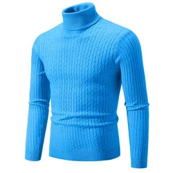 Men's New Turtleneck Sweater Knitting Sweater Warm Fitness Leisure Men's Sweater Coat