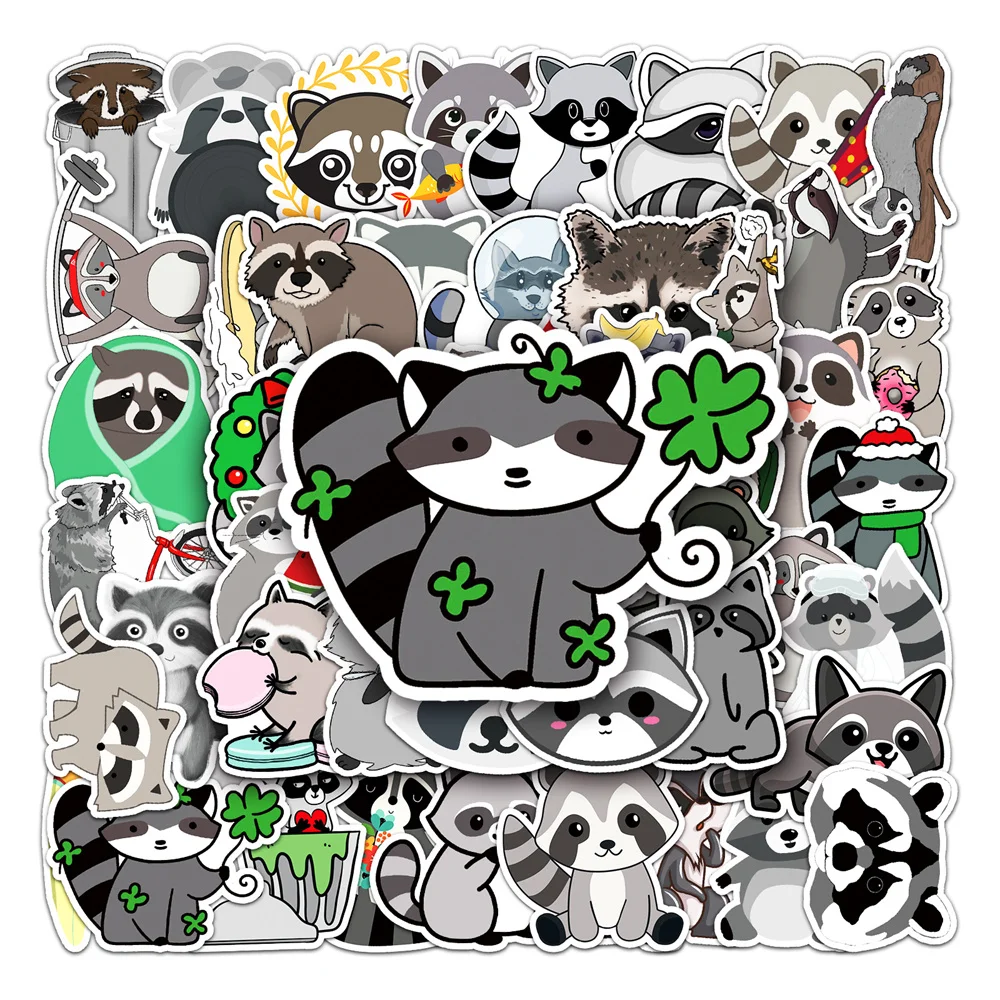 10/30/50PCS Little Raccoon Cartoon Animal Personality Creative Graffiti Sticker Suitcase Desk Guitar WaterproofSticker Wholesale