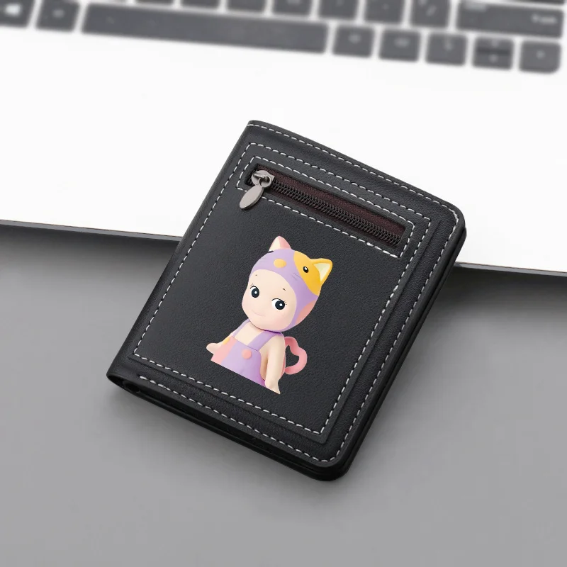 Sonny Angel Short Wallets Leather Coin Purse Pattern Women Mini Zip Pocket Card Driver License Holder Clutch Wallet Kids Gifts